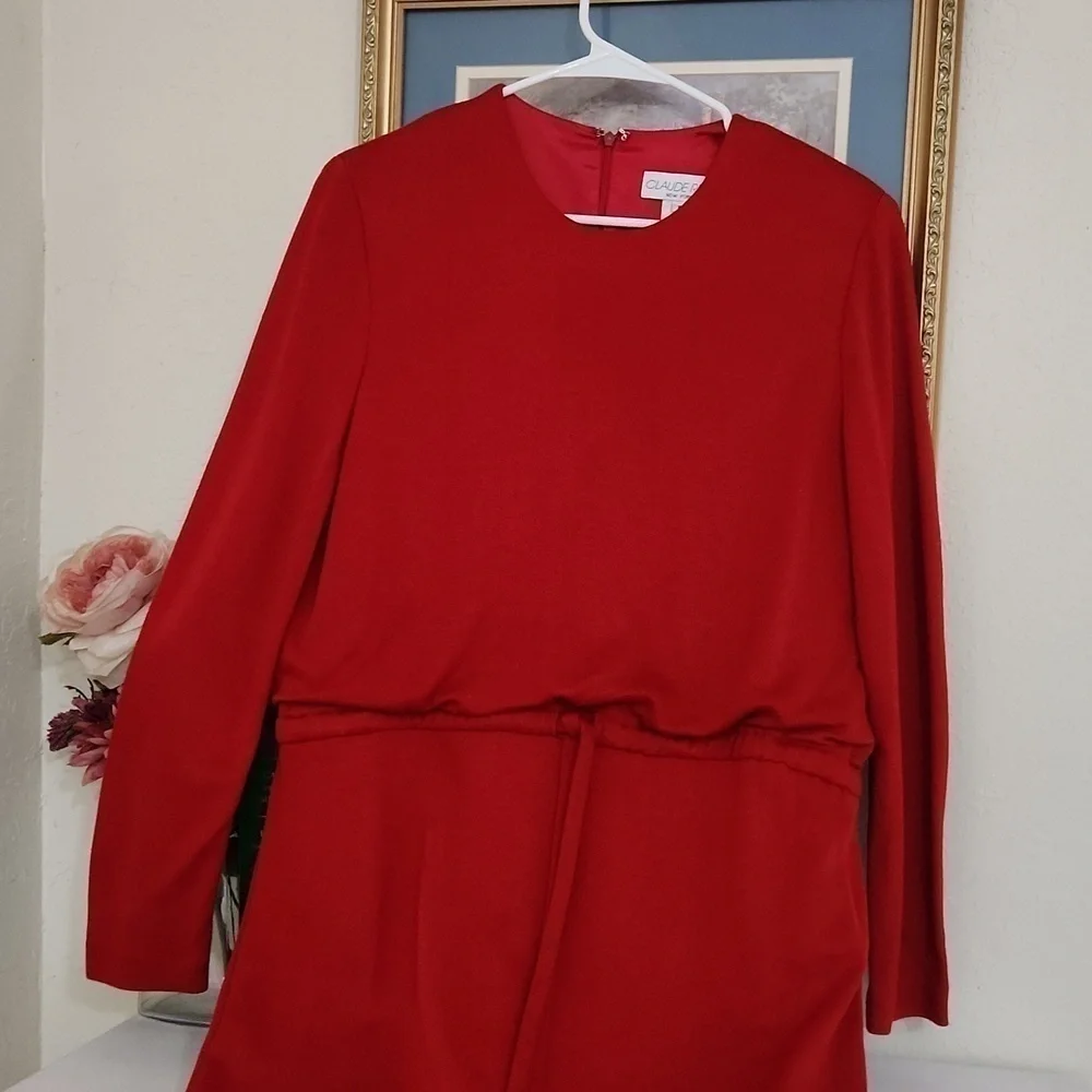 Elegant Red Vintage Dress Career Modest Romance Cottagecore Size 8 Whimsical - Picture 11 of 11